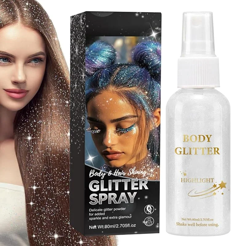 Spray Corporel Pailleté Spray et Poudre Illuminatrice Corps Cheveux — Maquillage
