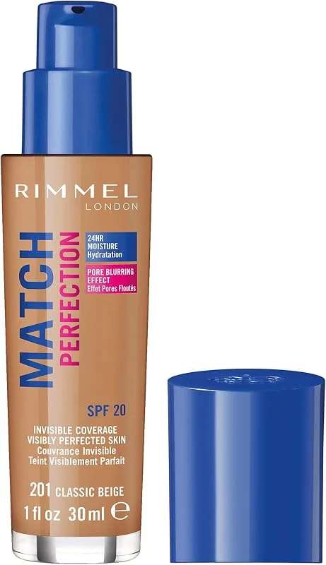 Rimmel - Fond de Teint Match Perfection - Couvrance légère - Hydratation 24h - 201 — Maquillage